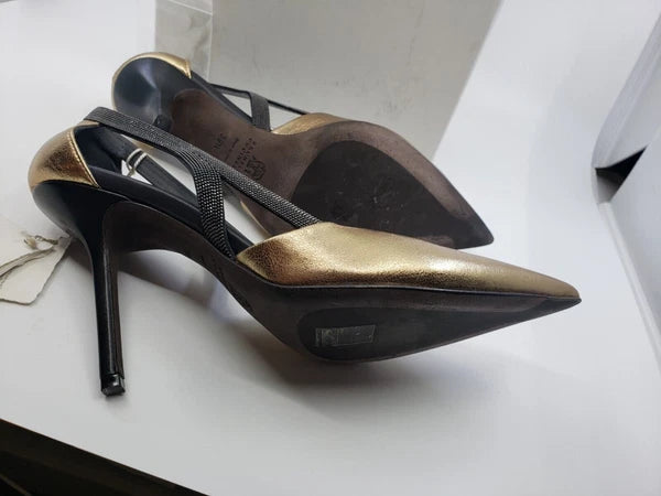 NEW Women's Brunello Cucinelli Embellished leather pumps monilli TRIM SZ EU 39.5