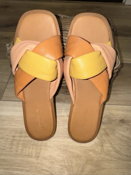 Madewell Women’s Size 9.5 Padded Braided Leather Slide Sandals Brunch Beach