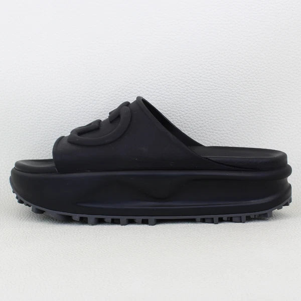 Gucci Interlocking G Women's Slide in Black Rubber Platform Sandals - Size 38/8W