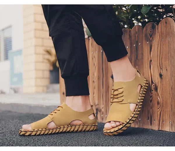 Summer Open Toe Sandals Lace Up Men's Flats Beach Holiday Fashion Shoes 38-44 sz