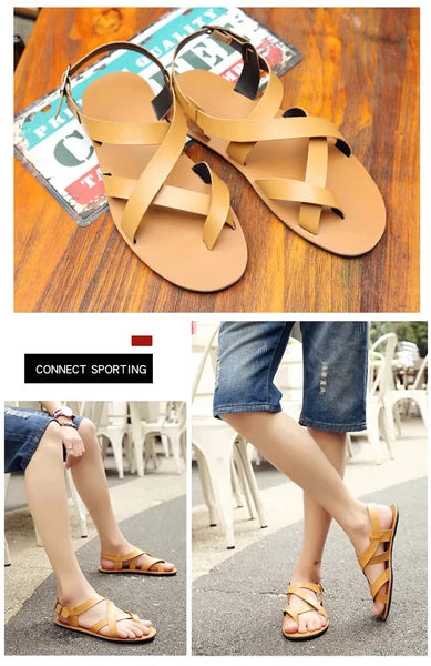 Roman Style Open Toe Casual Slingback Sandals Flats Summer Beach Holiday Mens Sz