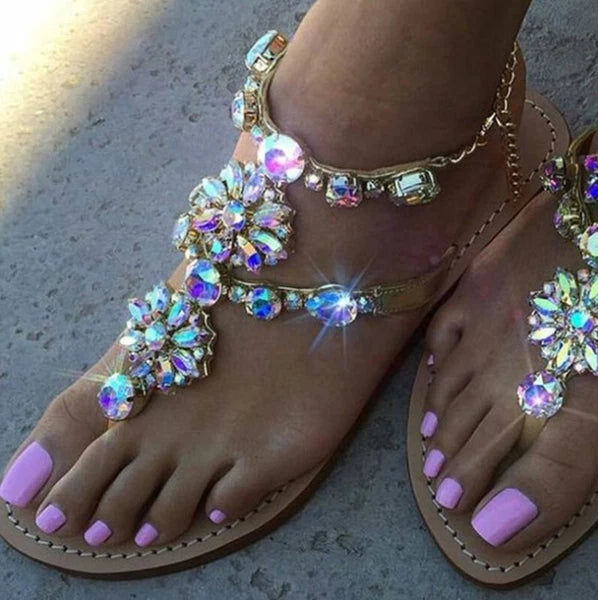 women summer beach Sandals Gladiator Rhinestone Sandals Fashion shoes