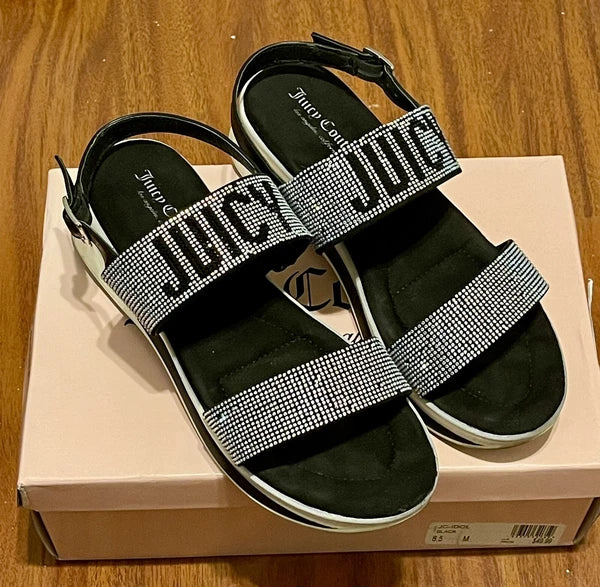 Juice Couture Sandals Women Style WJ03089W Size 8,5 Black - Gentle Used With Box