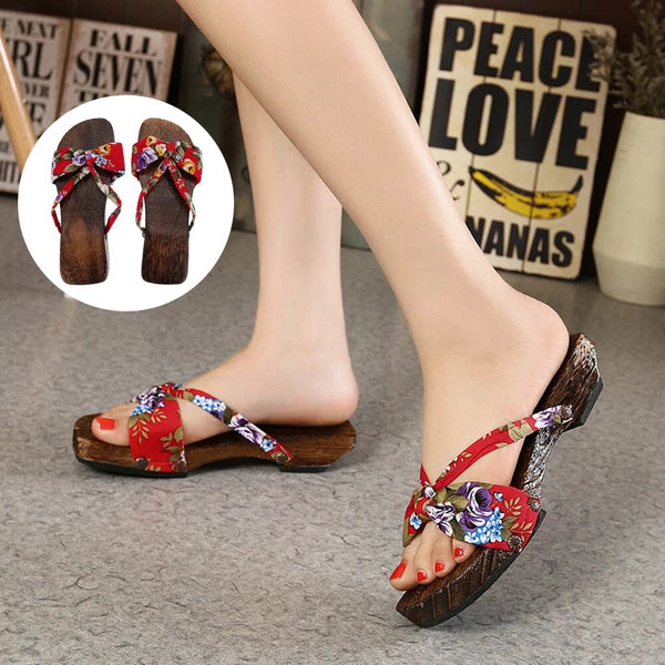 Chinese Style Wooden Clogs Miss Man Slide Sandals Women Slippers