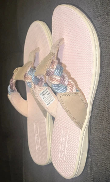 Sperry® Parrotfish Braided Thong🩴Sandals (Flip-Flops) Linen Sz 6.5M MSRP$60.00