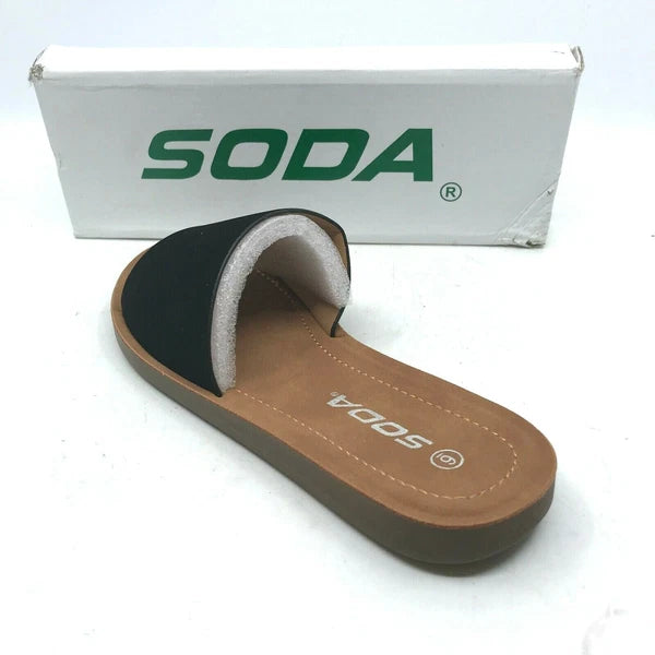 New Women's Slip-On Sandals Slides-Peep Toe- Soda Shoes EFRON-S Size 6  [SX]