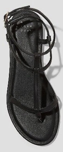 A New Day Women's Black Gillian Gladiator Memory Foam Sandals Sz: 6.5 NWT $29.99
