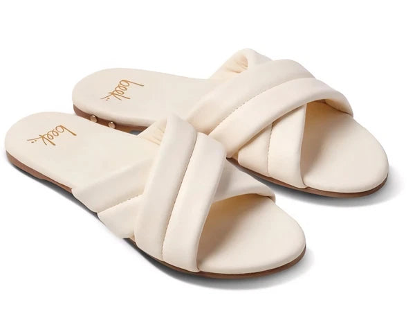 New Women's BEEK Surfbird Eggshell Leather Slide Sandals Size 6