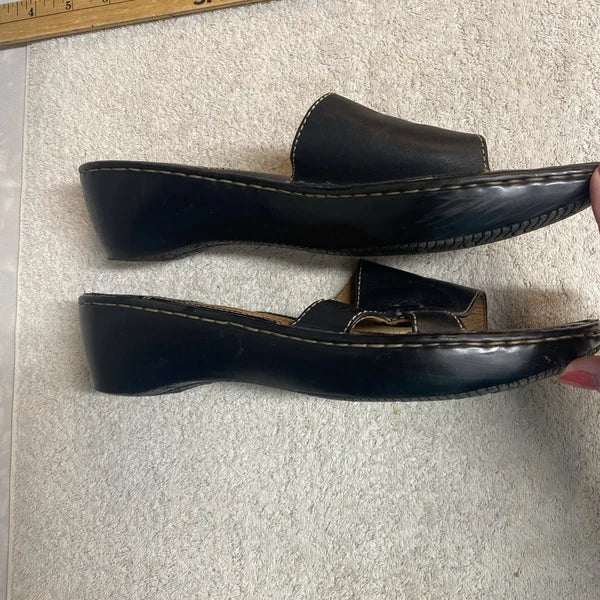 Born Black Leather Sandals Slip On Womens Sz 10 Style 3741 Excellent Condition!!