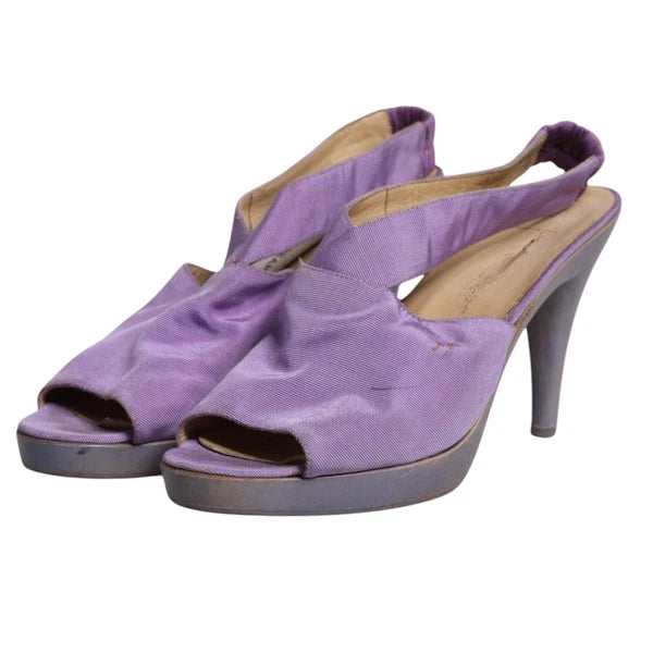 DOLCE & GABBANA Shoes Purple Platform Slingback Heels Sandals EU38/US7.5 1120usd