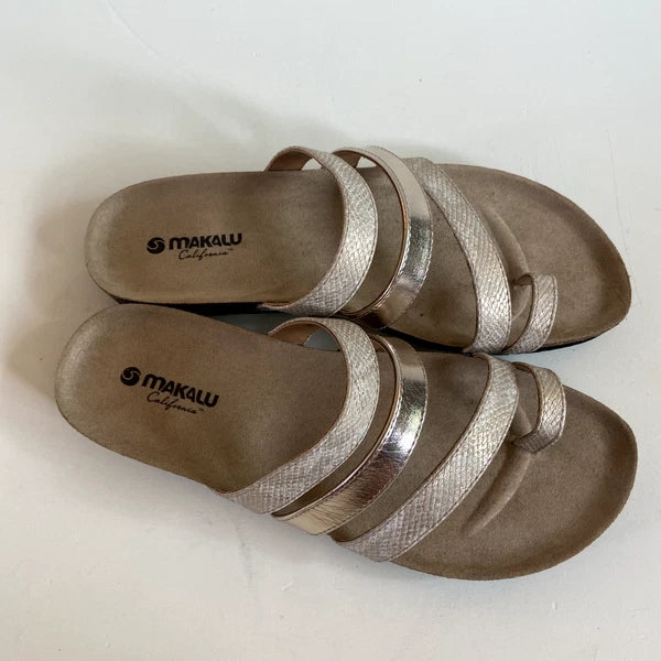 Makalu California Womens Sandals Olivia  Slip On Slides Size 10 Metallic Flats
