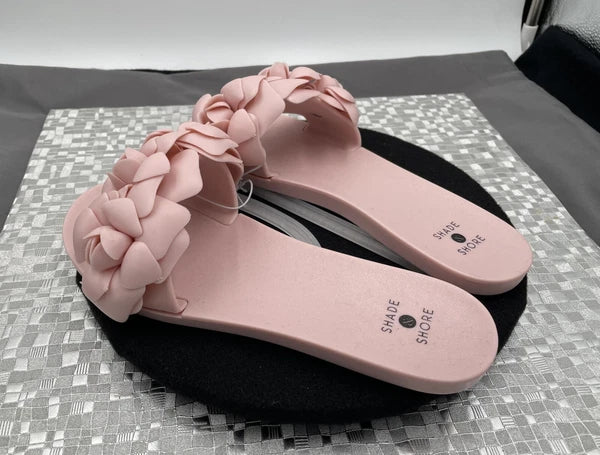 Shade & Shore Floral Slide on Women's Sandals Pink Jelly Style Size 6 - NWOT