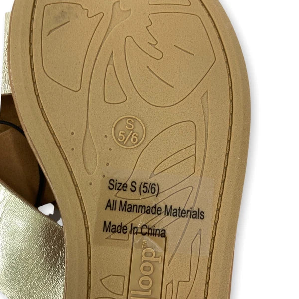 WOMEN'S SMALL (5/6) Metallic Gold Casual Flat Crossover Slide Sandals Cushioned