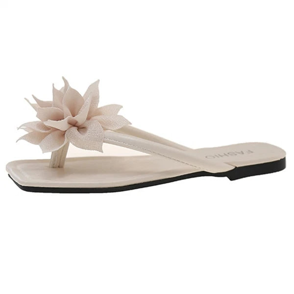 Women's Fashion Flip Flop Flat Sandals Floral Decor Summer Lightweight Slide
