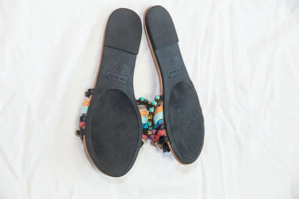 Top Moda Sandals Slides Flats Multicolor Size 6 Studded Rope Fashionable