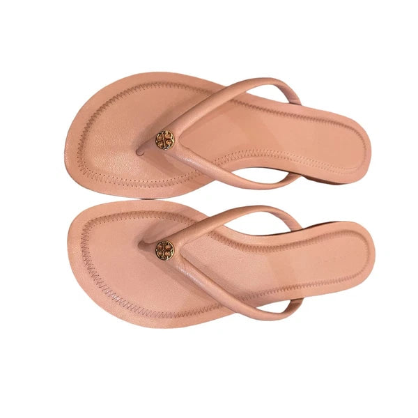 TORY BURCH Chelsea Leather Flip Flop Thong Sandals Rose Sachet Pink Size 7.5 NEW