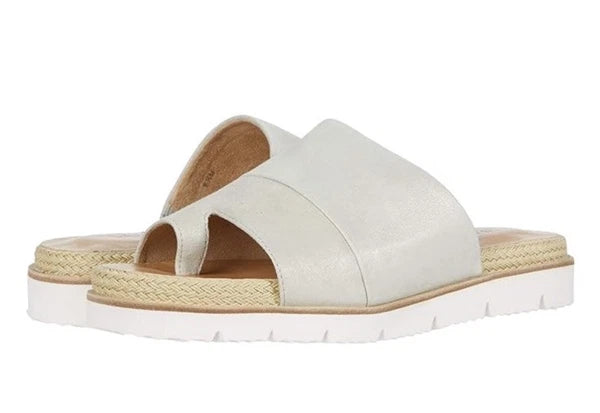 New Vaneli Cleve Suede & Leather Espadrilles Trimmed Slide Sandal Womens Size 10
