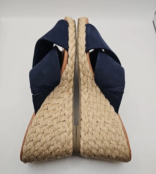 Tommy Bahama Sz 8 Stacey Blue Coastal Wedge Slide Open toe Espadrille Sandal 147