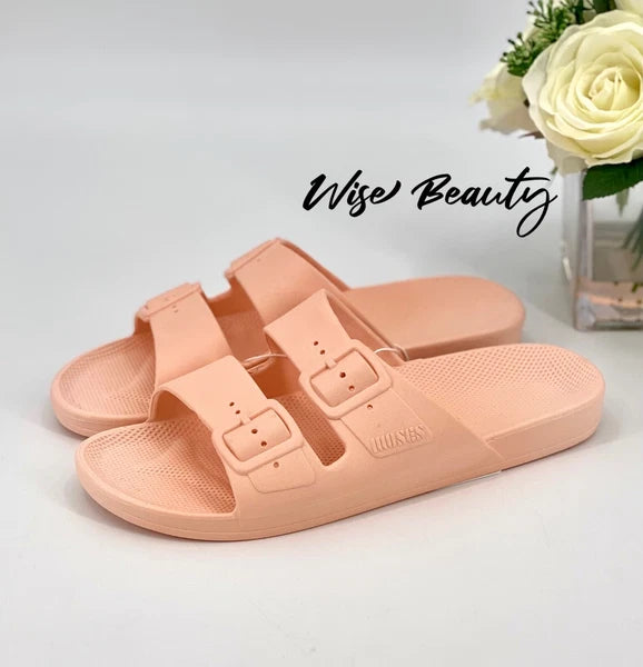 Freedom Moses Slide Sandals Women’s Size 10-10.5 Comfort Shoe Peach Baby