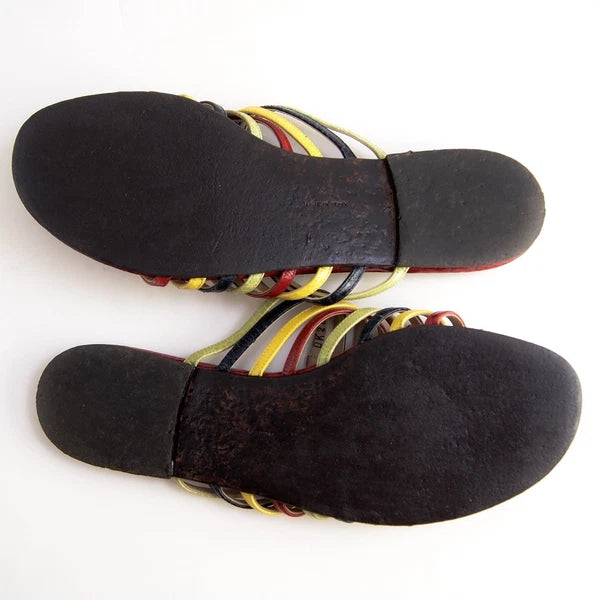 Ferragamo Slides Sandals - Multicolor Leather -  Womens US 9 B EU 39.5