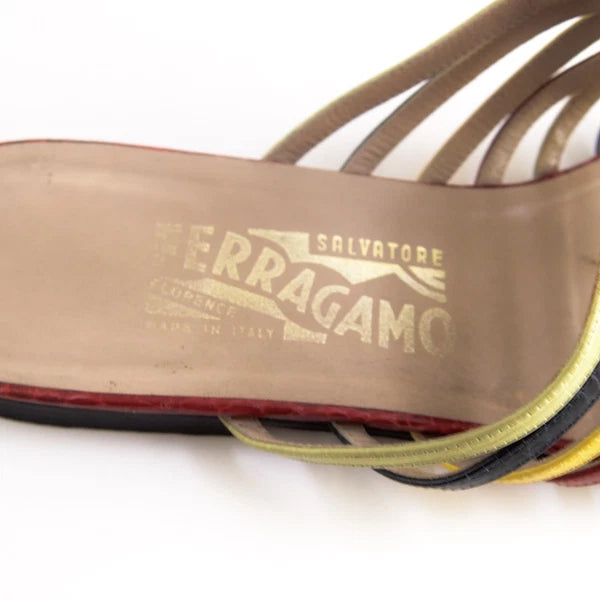Ferragamo Slides Sandals - Multicolor Leather -  Womens US 9 B EU 39.5