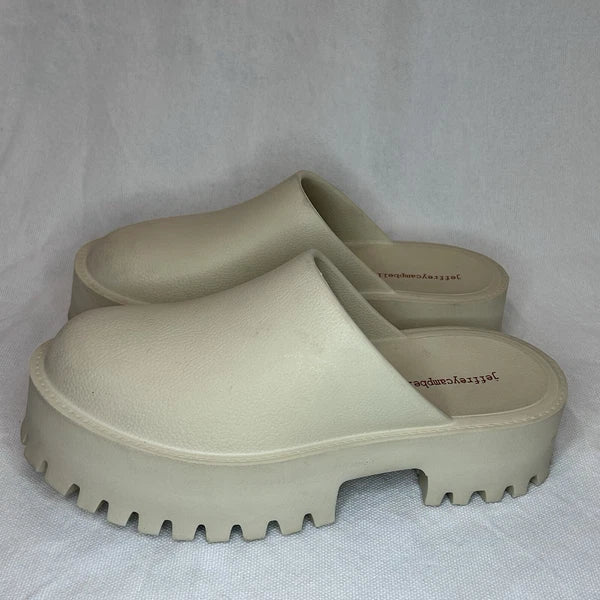 JEFFREY CAMPBELL Bae Platform Mules Beige Slide Y2K Chunky Clogs Women’s Size 10