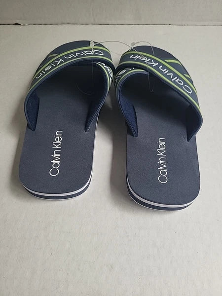 Calvin Klein Claris Crisscross Strap Logo Slide Navy Blue Sandals Size 7M New