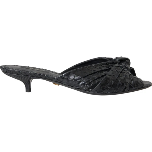DOLCE & GABBANA Shoes Black Python Leather Heels Slides EU40 / US9.5 RRP 960usd
