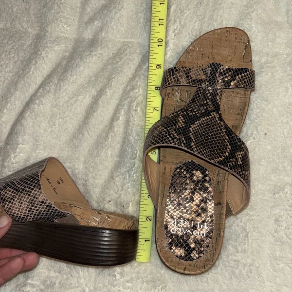 New Donald J Pliner Faina Light Bronze Metallic Python Sandals US 10 Slide Snake