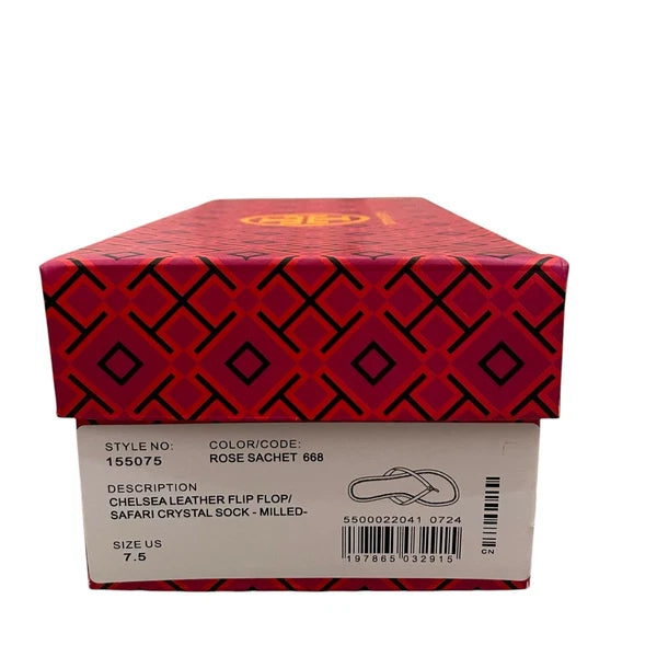 TORY BURCH Chelsea Leather Flip Flop Thong Sandals Rose Sachet Pink Size 7.5 NEW