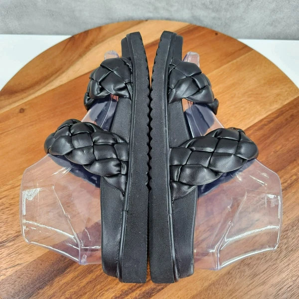 BP Urma Slide Sandals Black Cushy Braided Double Straps Grippy Soles Nordstrom