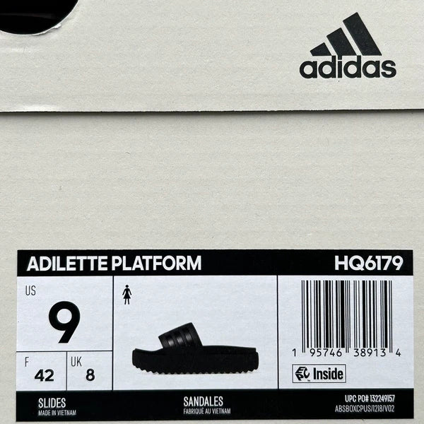 adidas Adilette Platform Slide Sandals Women’s Size 9-10 Black - Comfort & Style