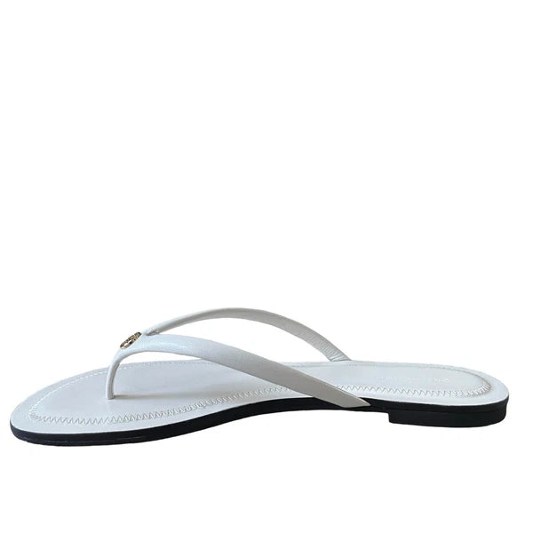 Tory Burch Women Chelsea Leather Flip Flop Thong Sandals Light Cream Sz 7.5 NEW