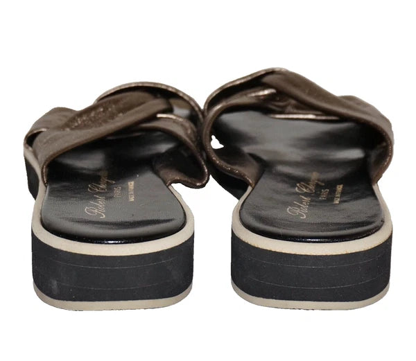 ROBERT CLERGERIE PARIS Bronze Leather Slip-On Platform Sandals US 8.5 FRANCE
