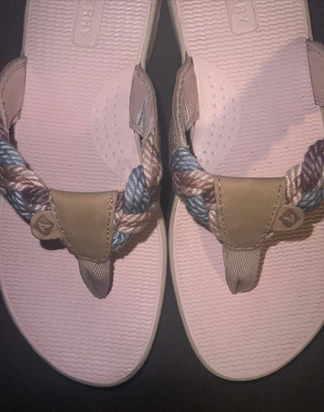 Sperry® Parrotfish Braided Thong🩴Sandals (Flip-Flops) Linen Sz 6.5M MSRP$60.00