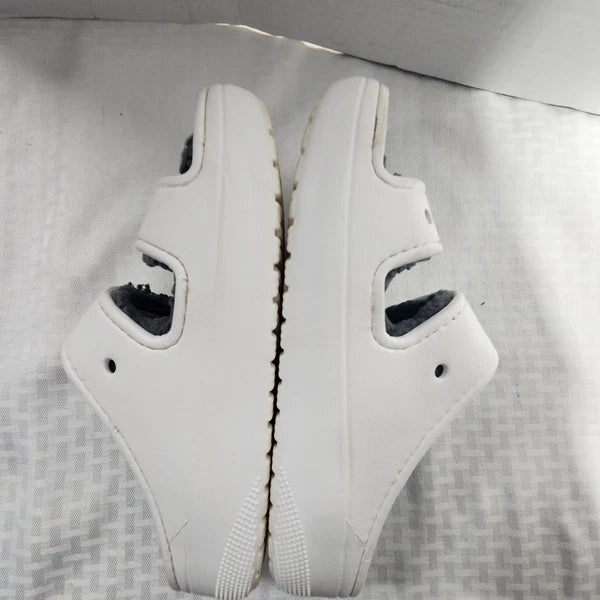 CROCS CLASSIC COZZZY SANDAL 207446 White Womens Size 7 Mens Size 5 Gray Lined