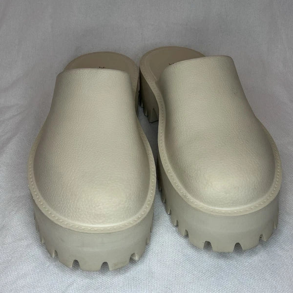 JEFFREY CAMPBELL Bae Platform Mules Beige Slide Y2K Chunky Clogs Women’s Size 10