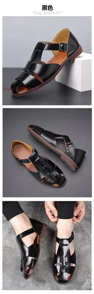 Roman Style Mens Closed Toe Sandals Buckle Flats Casual Business Shoes Summer sz