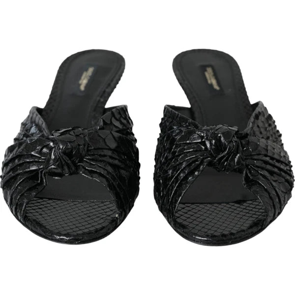 DOLCE & GABBANA Shoes Black Python Leather Heels Slides EU40 / US9.5 RRP 960usd
