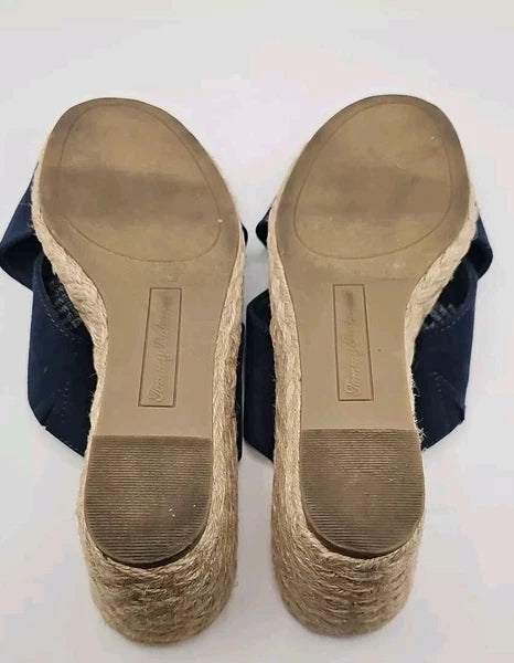 Tommy Bahama Sz 8 Stacey Blue Coastal Wedge Slide Open toe Espadrille Sandal 147