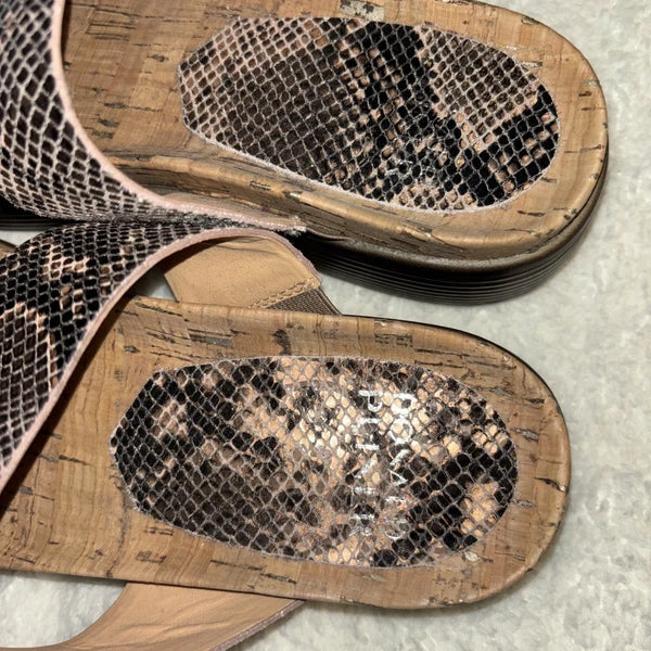 New Donald J Pliner Faina Light Bronze Metallic Python Sandals US 10 Slide Snake