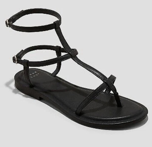 A New Day Women's Black Gillian Gladiator Memory Foam Sandals Sz: 6.5 NWT $29.99