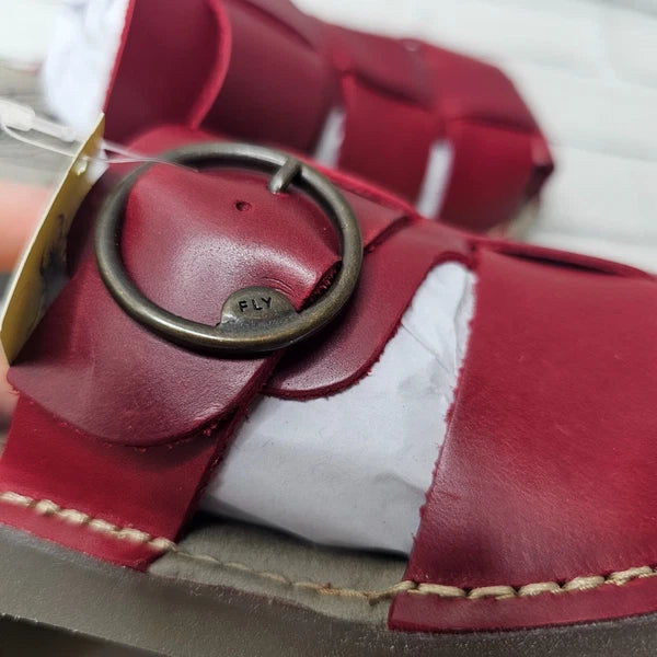 Fly London ENVY521FLY Leather Slip On Sandals Heels Red UK 2.5 Fashion Summer