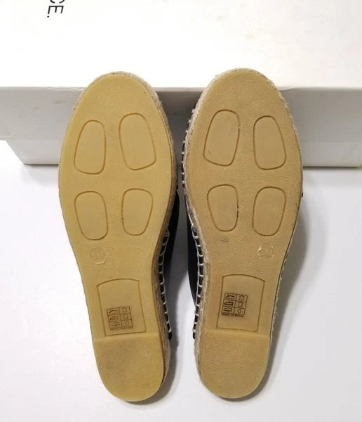 NIB Vince Castel Leather Crisscross Flat Espadrille Slide Sandal Black Sz 5 $225