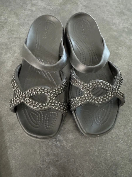 Crocs Meleen Twist Diamante Sandals Womens Size 10 Black