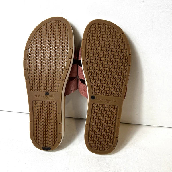Koolaburra by UGG Women 11 Pink Leather Sandal Glitter Slide Open Toe Casual New