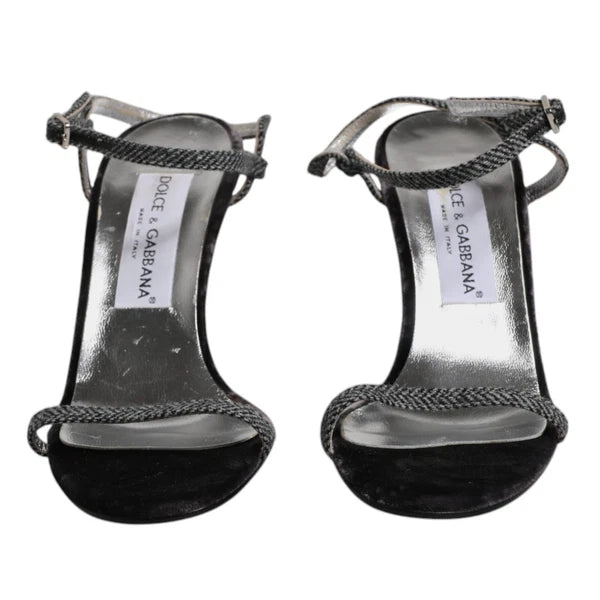 DOLCE & GABBANA Shoes Black Ankle Strap High Heels Sandals EU38 / US7.5 1120usd