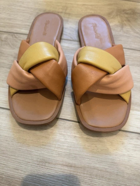Madewell Women’s Size 9.5 Padded Braided Leather Slide Sandals Brunch Beach