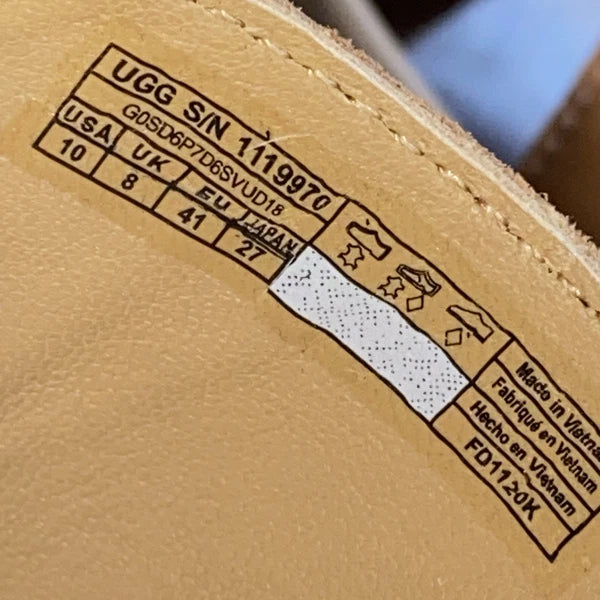 UGG Eirene Wedge Espadrille Slide Sandals Tan Brown Leather Womens 10