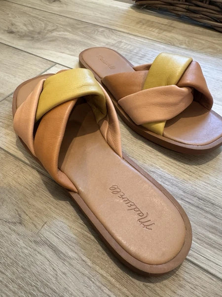 Madewell Women’s Size 9.5 Padded Braided Leather Slide Sandals Brunch Beach